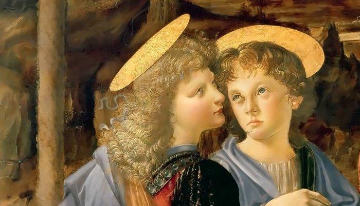Andrea del Verrocchio and Leonardo da Vinci "Baptism of Christ ...